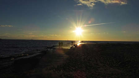 Sunset on Baltic Sea coast. Late summer evening 2016の写真素材