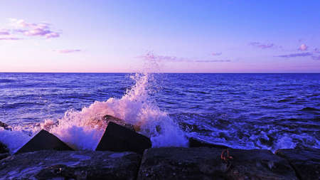 Sunset on Baltic Sea coast. Late summer evening 2016の写真素材