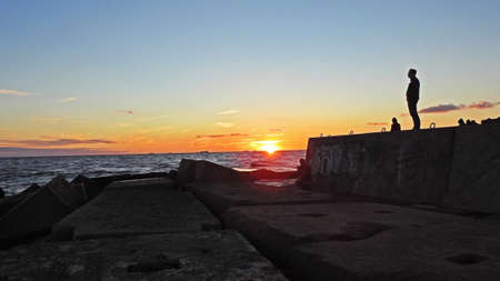 Sunset on Baltic Sea coast. Late summer evening 2016の写真素材
