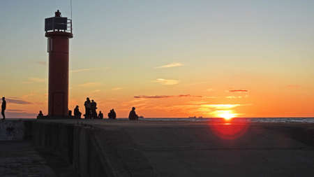 Sunset on Baltic Sea coast. Late summer evening 2016の写真素材