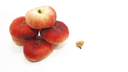 Red ripe peach isolated on white background.の写真素材