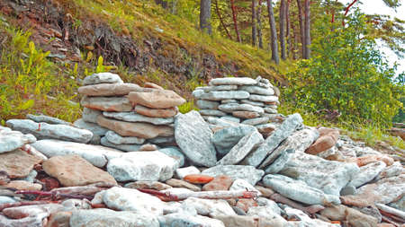 A lot of different stones located in Estonia.の写真素材