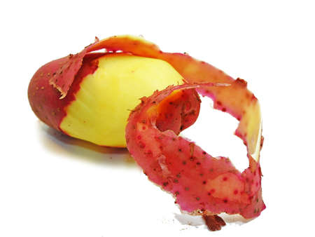 Red fresh potatoes isolated on white background.の写真素材