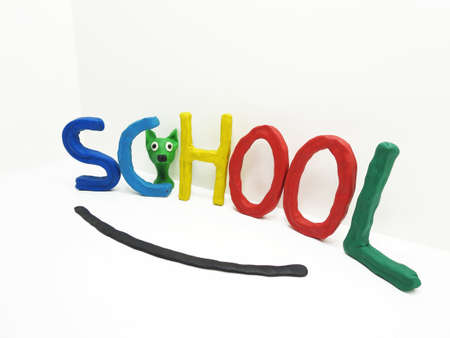 The word school made from plasticine. Colored abstraction.の写真素材