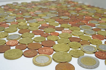 European euro coins isolated on white background.