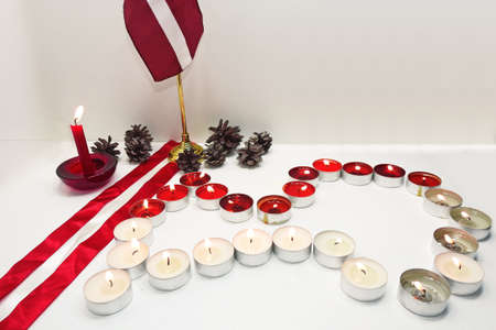 Preparing to independence day of Latvia. Abstract composition.の写真素材