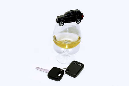 Abstract composition of drink driving. Isolated on white background.