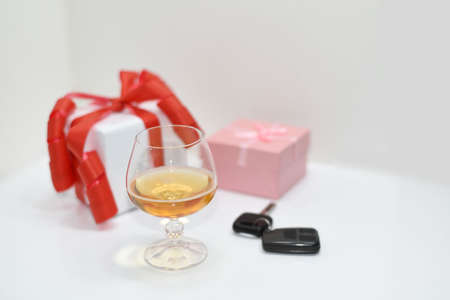 Abstract composition of drink driving. Isolated on white background.