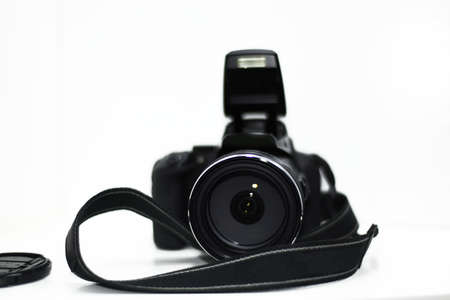 Making photos abstraction. Camera isolated on white background.