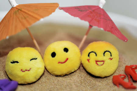 Abstract composition of traveling and spending time on beachの写真素材