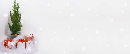 Christmas tree with presents isolated on white backgroundの写真素材