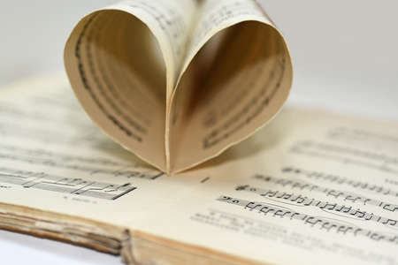 Abstract view of music. Book with notes.の写真素材