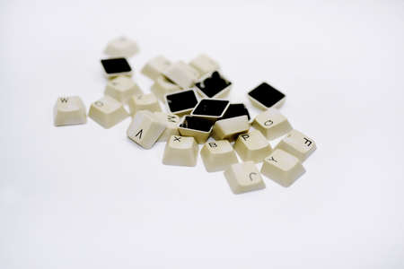 Chaos abstract composition made from keyboard buttonsの写真素材