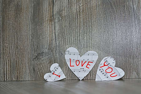 Phrase I love You on music sheets.の写真素材