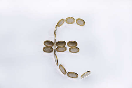 Euro symbol build from coinsの写真素材