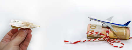 Abstract photo of traveling on passenger aircraft.の写真素材