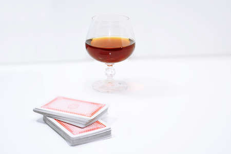 Composition of drinking and playing cards.の写真素材