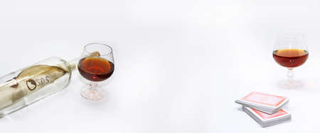 Composition of drinking and playing cards.の写真素材