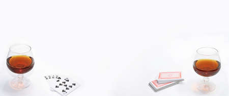 Composition of drinking and playing cards.の写真素材