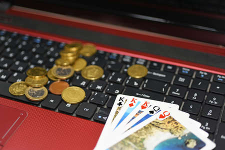 Abstract idea of playing online poker.の写真素材