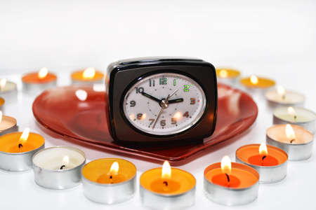 Abstract composition of preparing to Valentine day. Isolated on white background.の写真素材