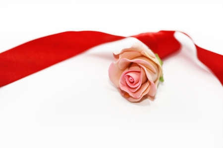 Abstract composition of preparing to Valentine day. Isolated on white background.の写真素材