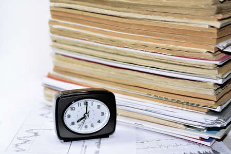 Old books with pen. Isolated documents on white background.の写真素材