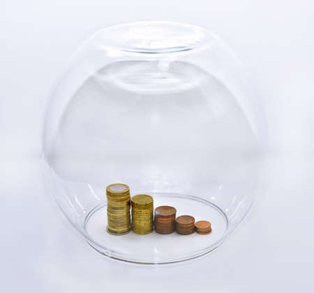 Glass aquarium. Money abstraction Isolated on white background.