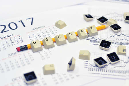 Keyboard buttons with pencil. Isolated documents on white background.の写真素材