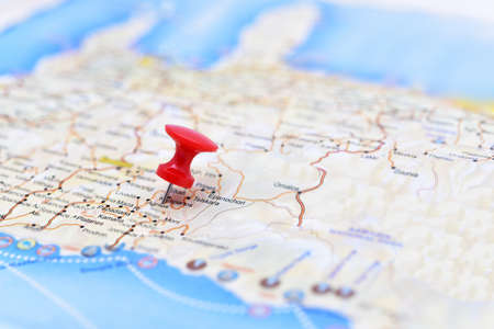 Abstract idea of summer vacation. Marked points on mar.