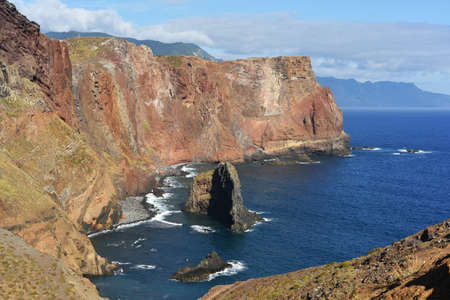 Mountains near Atlantic Ocean coasts. Panorama view on sunny Summer Day.の写真素材