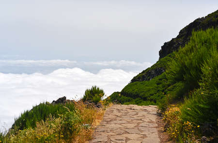 The highest Madeira island mountain Pico Ruivo. Sunny summer day.の写真素材