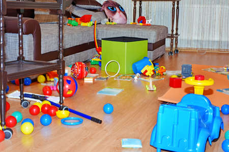 A mess in the children's room. Abstraction of childhoodの写真素材
