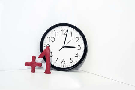 Daylight Saving Time. Wall Clock going to summer timeの写真素材