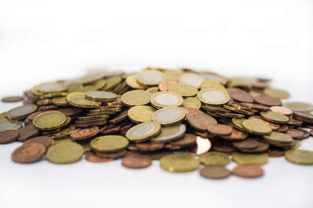 A bunch of Euro coins money (European currency)の写真素材