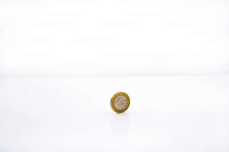 Small euro coin on white table.の写真素材