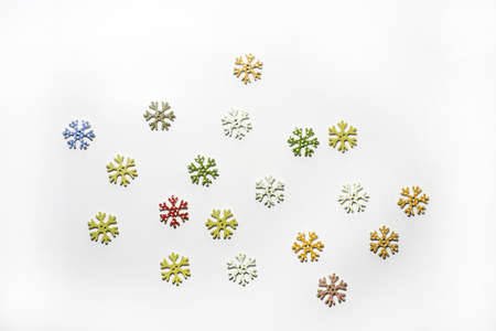 Abstract Christmas composition. Christmas decorations on white table.の写真素材