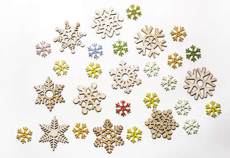 Abstract Christmas composition. Christmas decorations on white table.の写真素材