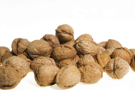 Christmas nuts isolated on white background. Macro photo