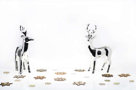 Abstract Christmas composition. Christmas decorations on white table.の写真素材