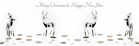 Abstract Christmas composition. Winter abstraction. Christmas decorations on white table withの写真素材