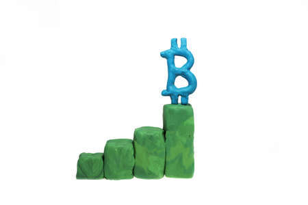 Bitcoin price rise abstraction. Isolated on white background.