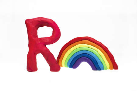 Letter R made from Play Clay with some visualizations. High quality photo.の写真素材