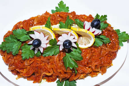 Cold appetizer on the festive table.の写真素材