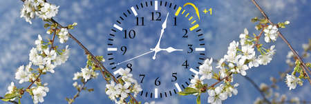 Daylight Saving Time. DST. Wall Clock going to winter time. Turn time forward. Abstract photo of...
