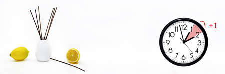 Daylight Saving Time. DST. Wall Clock going to winter time. Turn time forward. Abstract photo of...