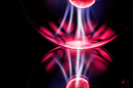 Electricity fire-ball. Abstract photo of electric waves. Static electricityの写真素材