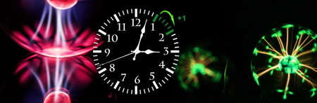 Daylight Saving Time. DST. Wall Clock going to winter time. Turn time forward. Abstract photo of...
