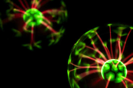 Electricity fire-ball. Abstract photo of electric waves. Static electricityの写真素材