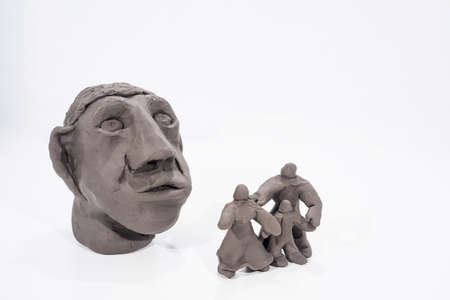 Happy family concept. Figures made from play clay.の写真素材